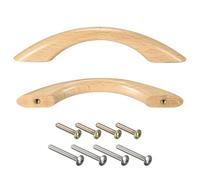 sourcing map Wood Pull Handles, 2pcs 192mm/3.78" Hole Distance Wooden Drawer Unfinished Curved Knobs Pulls for Kitchen Furniture Drawer Wardrobe Cupboard
