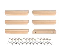 sourcing map Wood Pull Handles, 6pcs 96mm/3.78" Hole Distance Wooden Drawer Unfinished Knobs Pulls for Kitchen Furniture Drawer Wardrobe Cupboard