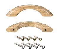 sourcing map Wood Pull Handles for Drawer,2pcs 64mm/2.52" Hole Distance | Wooden Drawer Curved Knobs Pulls,for Kitchen Furniture Wardrobe Cupboard,Varnish Finish