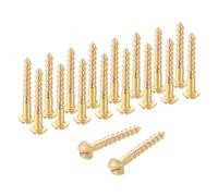 sourcing map Wood Screws, M1.6 x 12mm Brass Slotted Round Head Self Tapping Screw Quick Metal Self-Tapping for Indoor Household Appliances Furniture Woodworking Pack of 38