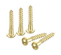 sourcing map Wood Screws M1.6 x 12mm Slotted Round Head Brass Self-Tapping Screw WoodWorking Screw 45 Pcs
