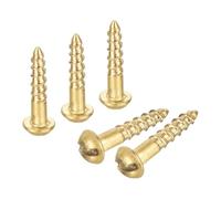 sourcing map Wood Screws M1.6 x 8mm Slotted Round Head Brass Self-Tapping Screw 30 Pcs