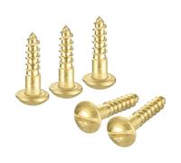 sourcing map Wood Screws M2.5 x 10mm Slotted Round Head Brass Self-Tapping Screw WoodWorking Screw 40 Pcs