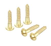 sourcing map Wood Screws M2.5 x 12mm Slotted Round Head Brass Self-Tapping Screw 20 Pcs