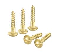 sourcing map Wood Screws M2.5 x 12mm Slotted Round Head Brass Self-Tapping Screw WoodWorking Screw 45 Pcs