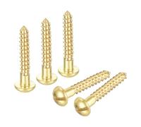 sourcing map Wood Screws M2.5 x 16mm Slotted Round Head Brass Self-Tapping Screw 30 Pcs