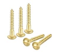 sourcing map Wood Screws M2.5 x 16mm Slotted Round Head Brass Self-Tapping Screw WoodWorking Screw 45 Pcs