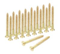 sourcing map Wood Screws, M2.5 x 25mm Brass Slotted Flat Head Self Tapping Screw Quick Metal Self-Tapping for Indoor Household Appliances Furniture Woodworking Pack of 38
