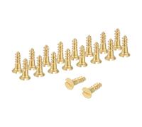 sourcing map Wood Screws, M2.5 x 8mm Brass Slotted Flat Head Self Tapping Screw Quick Metal Self-Tapping for Indoor Household Appliances Furniture Woodworking Pack of 38