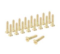 sourcing map Wood Screws, M2 x 10mm Brass Slotted Flat Head Self Tapping Screw Quick Metal Self-Tapping for Indoor Household Appliances Furniture Woodworking Pack of 38