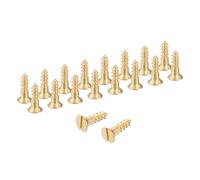 sourcing map Wood Screws, M3.5 x 12mm Brass Slotted Flat Head Self Tapping Screw Quick Metal Self-Tapping for Indoor Household Appliances Furniture Woodworking Pack of 28