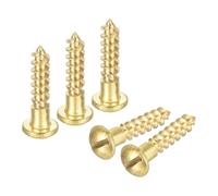 sourcing map Wood Screws M3.5 x 16mm Slotted Round Head Brass Self-Tapping Screw 30 Pcs