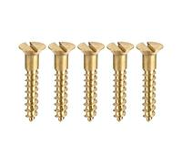 sourcing map Wood Screws M3.5 x 20mm Slotted Flat Head Brass Self-Tapping Screw 100 Pcs