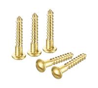 sourcing map Wood Screws M3.5 x 20mm Slotted Round Head Brass Self-Tapping Screw WoodWorking Screw 15 Pcs