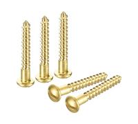 sourcing map Wood Screws M3.5 x 25mm Slotted Round Head Brass Self-Tapping Screw WoodWorking Screw 60 Pcs