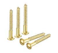 sourcing map Wood Screws M3.5 x 30mm Slotted Round Head Brass Self-Tapping Screw WoodWorking Screw 60 Pcs
