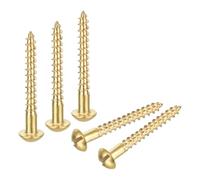 sourcing map Wood Screws M3.5 x 30mm Slotted Round Head Copper Self-Tapping Screw for DIY Woodworking Home Industry 150 Pcs