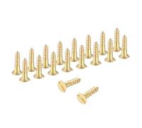 sourcing map Wood Screws, M3 x 12mm Brass Slotted Flat Head Self Tapping Screw Quick Metal Self-Tapping for Indoor Household Appliances Furniture Woodworking Pack of 28