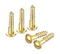 sourcing map Wood Screws M3 x 16mm Slotted Round Head Brass Self-Tapping Screw WoodWorking Screw 60 Pcs