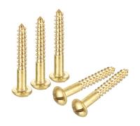 sourcing map Wood Screws M3 x 20mm Slotted Round Head Brass Self-Tapping Screw 30 Pcs