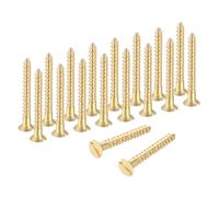 sourcing map Wood Screws, M3 x 25mm Brass Slotted Flat Head Self Tapping Screw Quick Metal Self-Tapping for Indoor Household Appliances Furniture Woodworking Pack of 28