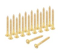 sourcing map Wood Screws, M3 x 25mm Brass Slotted Round Head Self Tapping Screw Quick Metal Self-Tapping for Indoor Household Appliances Furniture Woodworking Pack of 28