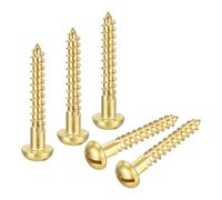 sourcing map Wood Screws M4.5 x 30mm Slotted Round Head Brass Self-Tapping Screw 20 Pcs
