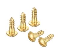 sourcing map Wood Screws M4 x 12mm Slotted Round Head Brass Self-Tapping Screw 30 Pcs
