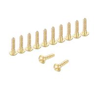 sourcing map Wood Screws, M4 x 20mm Brass Slotted Round Head Self Tapping Screw Quick Metal Self-Tapping for Indoor Household Appliances Furniture Woodworking Pack of 12