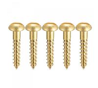 sourcing map Wood Screws M4 x 20mm Slotted Round Head Brass Self-Tapping Screw 50 Pcs