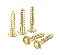 sourcing map Wood Screws M4 x 20mm Slotted Round Head Brass Self-Tapping Screw WoodWorking Screw 40 Pcs