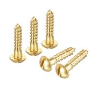 sourcing map Wood Screws M4 x 20mm Slotted Round Head Copper Self-Tapping Screw for DIY Woodworking Home Industry 100 Pcs