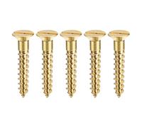 sourcing map Wood Screws M4 x 25mm Slotted Flat Head Brass Self-Tapping Screw 100 Pcs