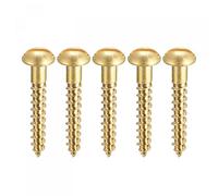 sourcing map Wood Screws M4 x 25mm Slotted Round Head Brass Self-Tapping Screw 20 Pcs