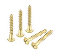 sourcing map Wood Screws M4 x 25mm Slotted Round Head Copper Self-Tapping Screw for DIY Woodworking Home Industry 100 Pcs