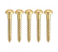 sourcing map Wood Screws M4 x 30mm Slotted Round Head Brass Self-Tapping Screw 50 Pcs