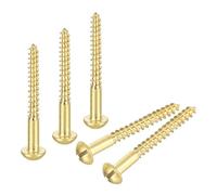 sourcing map Wood Screws M4 x 40mm Slotted Round Head Copper Self-Tapping Screw for DIY Woodworking Home Industry 100 Pcs