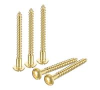 sourcing map Wood Screws M4 x 50mm Slotted Round Head Brass Self-Tapping Screw WoodWorking Screw 10 Pcs