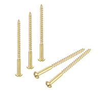 sourcing map Wood Screws M4 x 60mm Slotted Round Head Brass Self-Tapping Screw 30 Pcs