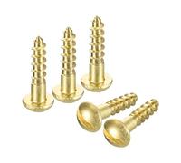 sourcing map Wood Screws M5 x 20mm Slotted Round Head Brass Self-Tapping Screw WoodWorking Screw 10 Pcs