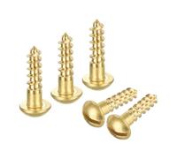 sourcing map Wood Screws M5 x 20mm Slotted Round Head Copper Self-Tapping Screw for DIY Woodworking Home Industry 50 Pcs