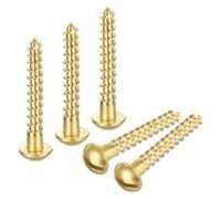 sourcing map Wood Screws M5 x 30mm Slotted Round Head Brass Self-Tapping Screw 30 Pcs