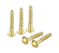 sourcing map Wood Screws M5 x 30mm Slotted Round Head Brass Self-Tapping Screw WoodWorking Screw 20 Pcs