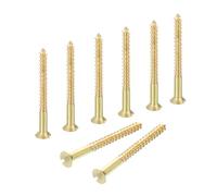 sourcing map Wood Screws, M5 x 50mm Brass Slotted Flat Head Self Tapping Screw Quick Metal Self-Tapping for Indoor Household Appliances Furniture Woodworking Pack of 8