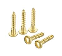 sourcing map Wood Screws M6 x 30mm Slotted Round Head Brass Self-Tapping Screw WoodWorking Screw 20 Pcs
