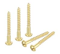 sourcing map Wood Screws M6 x 50mm Slotted Round Head Brass Self-Tapping Screw 20 Pcs
