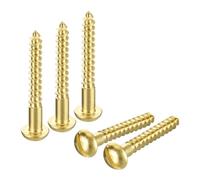 sourcing map Wood Screws M6 x 50mm Slotted Round Head Brass Self-Tapping Screw WoodWorking Screws 10 Pcs
