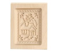 Sourcing Map Wooden Cookie Mould 3.94" x 3.15" Snow House Carved Baking Cookie Tool Biscuit Press Stamp