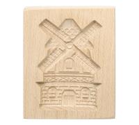 Sourcing Map Wooden Cookie Mould 3.94" x 3.15" Windmill Carved Baking Cookie Tool Biscuit Press Stamp