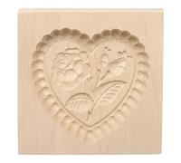 Sourcing Map Wooden Cookie Mould 3.94" x 3.94" Heart Flower Rose Carved Baking Cookie Tool Biscuit Press Stamp